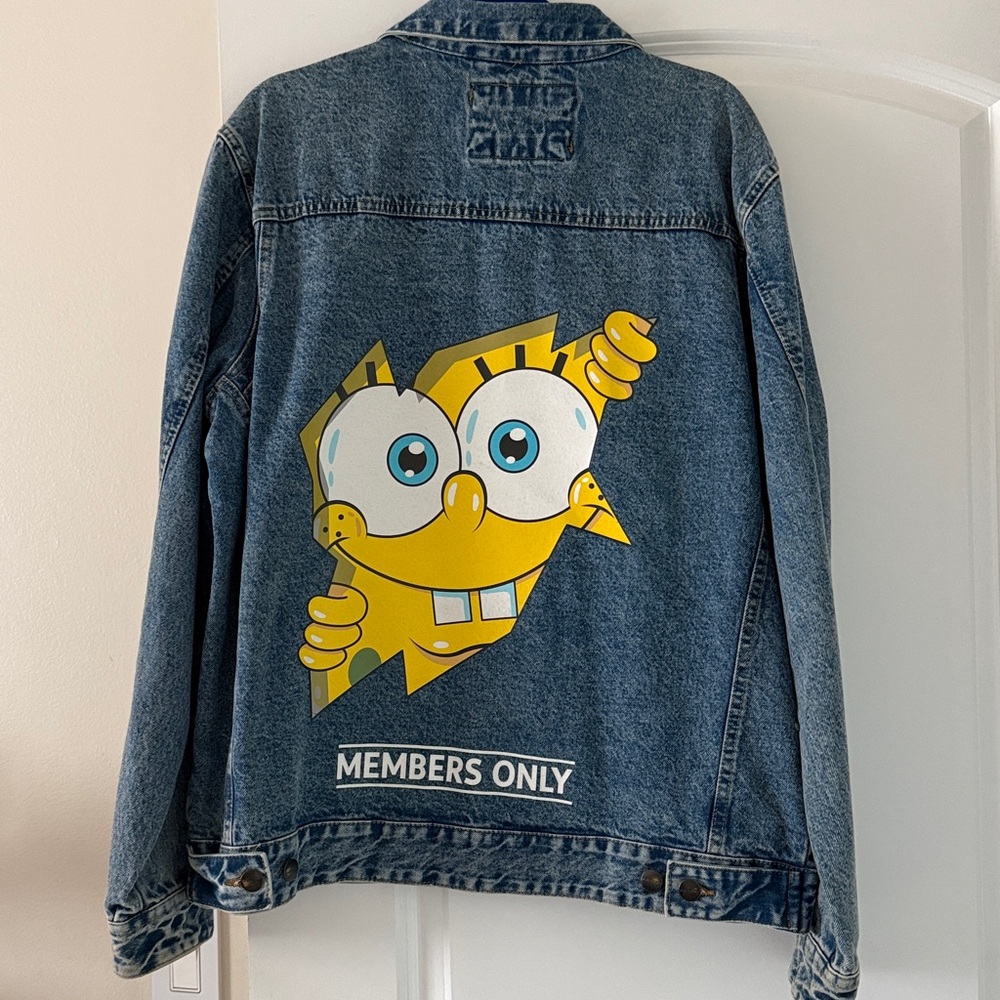 Members Only x Nickelodeon Denim Jacket with Sponge Bob Patch